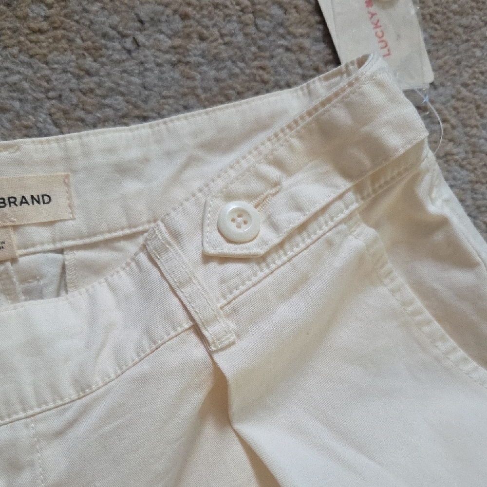 Lucky Brand Cotton Wide Leg Cream Pants - Picture 3 of 9